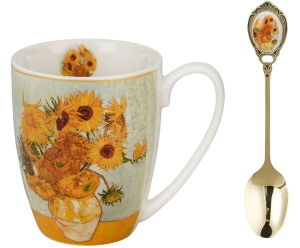 Porcelánový hrnček s lyžičkou Van Gogh Sunflowers 360 ml