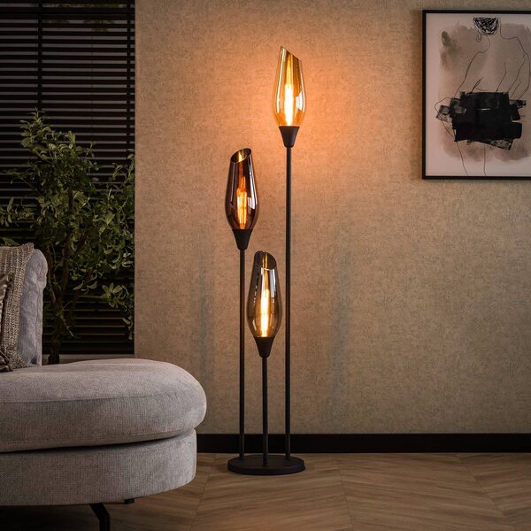 ZIJLSTRA Stojacia lampa Mixture, 168 cm, viacfarebná, 3-pl. sklo/kov, Viacfarebné, Obývacia izba / jedáleň, Sklo, Moderný, Stojaca lampa