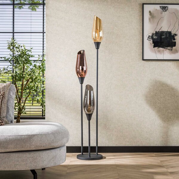 ZIJLSTRA Stojacia lampa Mixture, 168 cm, viacfarebná, 3-pl. sklo/kov, Viacfarebné, Obývacia izba / jedáleň, Sklo, Moderný, Stojaca lampa