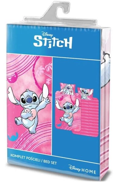 Bavlnené posteľné obliečky Stitch v ružovej farbe pre dievčatá - 100% bavlna - 70 x 90 cm + 140 x 200 cm