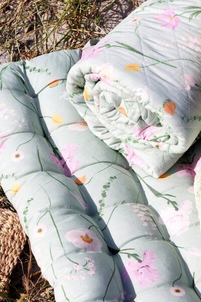 Prešívaný prehoz Aix Flowers Verte 180 × 130 cm