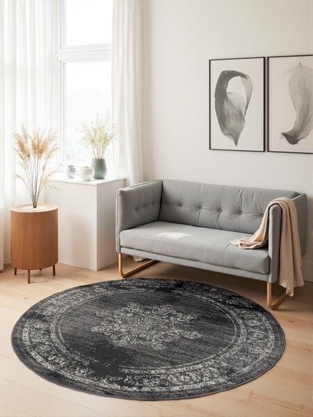 Hanse Home, Kusový koberec Gloria Lydia 106253 Grey kruh, 120x120 (priemer) kruh, šedá, chodba / predsieň