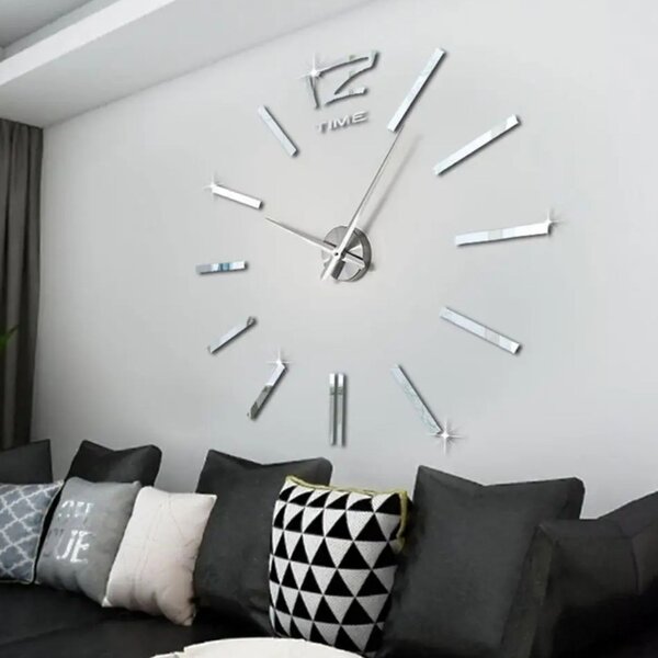 Nalepovacie hodiny na stenu | KRETLIFON: Zrkadlo SILVER Farba čierna RAL 9005 80 cm 1869-103957 12S003