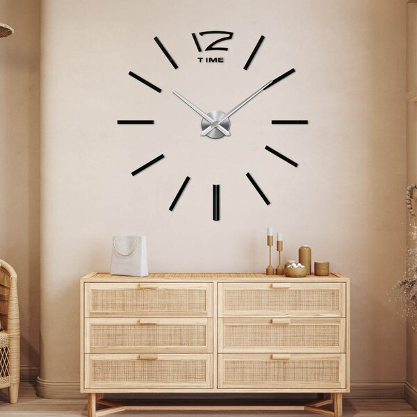Nalepovacie hodiny na stenu | KRETLIFON: Zrkadlo SILVER Farba čierna RAL 9005 80 cm 1869-103957 12S003
