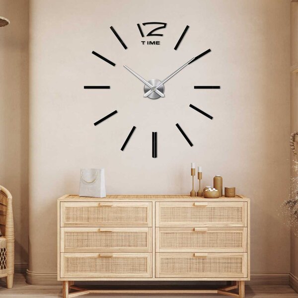 Nalepovacie hodiny na stenu | KRETLIFON: Zrkadlo SILVER Farba čierna RAL 9005 80 cm 1869-103957 12S003