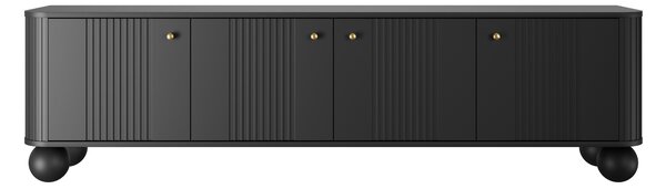 TV stolík Vespera 4D 187 cm - čierna / zlatá / guľaté nohy