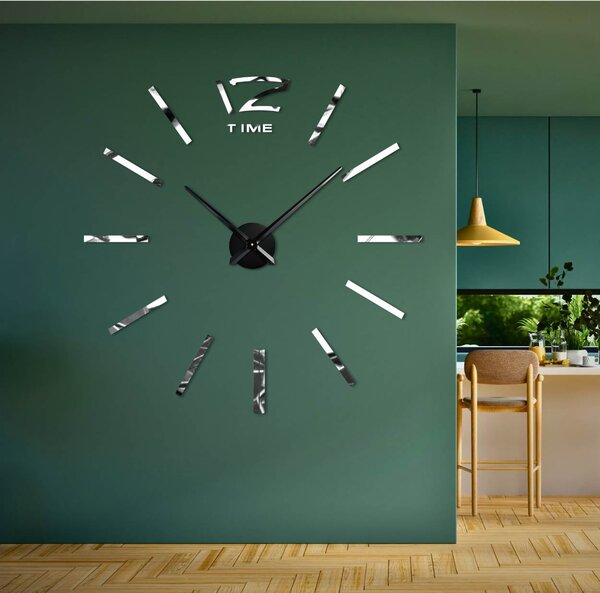 Nalepovacie hodiny na stenu | KRETLIFON: Zrkadlo SILVER Farba čierna RAL 9005 80 cm 1869-103957 12S003