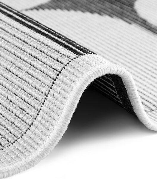 NORTHRUGS , Kusový koberec Duet Bowen 106244 Black/White kruh - na von aj na doma, 160x160 (priemer) kruh, čiernobiela, chodba / predsieň