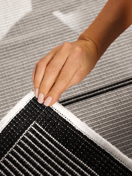 NORTHRUGS , Kusový koberec Duet Bowen 106244 Black/White - na von aj na doma, 120x170, čiernobiela, chodba / predsieň