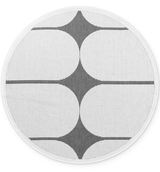 NORTHRUGS , Kusový koberec Duet Bowen 106244 Black/White kruh - na von aj na doma, 160x160 (priemer) kruh, čiernobiela, chodba / predsieň