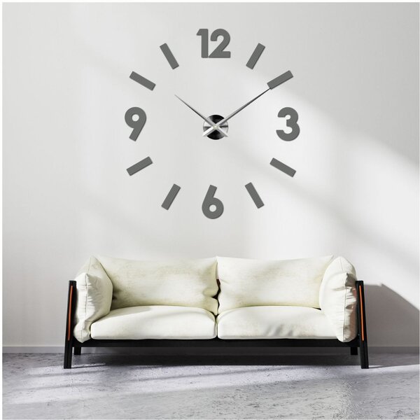 Nástenné hodiny do obývačky - MOBILO: Zrkadlo SILVER Farba čierna RAL 9005 80 cm 1870-107920 12S038