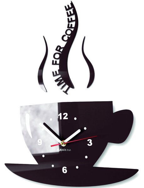 Nástenné hodiny káva | COFFE: Čierna Ral 9005 Čierne ručičky 2304-6159 FL-z16 2021