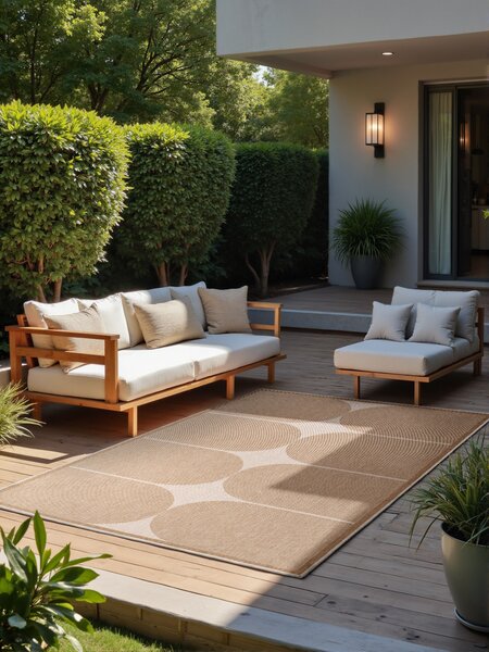 NORTHRUGS , Kusový koberec Duet Bowen 106245 Beige/White - na von aj na doma, 120x170, béžová, chodba / predsieň