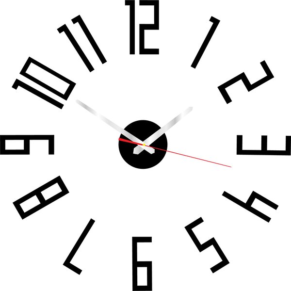 Štýlové nástenné hodiny do obývačky - PALLETE: Čierna Ral 9005 Čierne ručičky 2732-7326 X0018-Wall clock HEU-