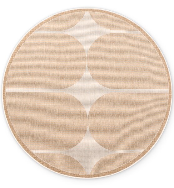 NORTHRUGS, Kusový koberec Duet Bowen 106245 Beige/White kruh - na von aj na doma, 160x160 (priemer) kruh, béžová, chodba / predsieň