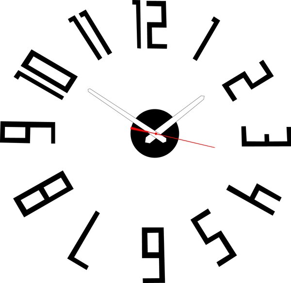 Štýlové nástenné hodiny do obývačky - PALLETE: Čierna Ral 9005 Čierne ručičky 2732-7326 X0018-Wall clock HEU-