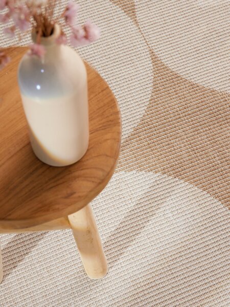NORTHRUGS, Kusový koberec Duet Bowen 106245 Beige/White kruh - na von aj na doma, 160x160 (priemer) kruh, béžová, chodba / predsieň