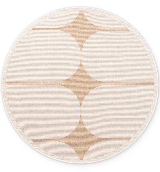 NORTHRUGS, Kusový koberec Duet Bowen 106245 Beige/White kruh - na von aj na doma, 160x160 (priemer) kruh, béžová, chodba / predsieň