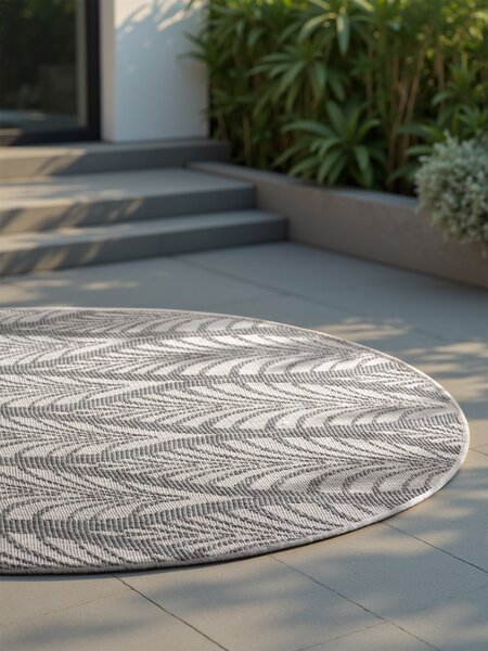 NORTHRUGS , Kusový koberec Duet Liora 106246 White/Gray kruh - na von aj na doma, 160x160 (priemer) kruh, šedá, chodba / predsieň