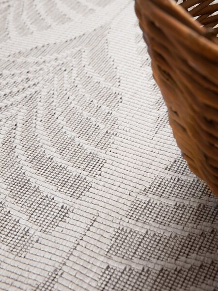 NORTHRUGS , Kusový koberec Duet Liora 106246 White/Gray kruh - na von aj na doma, 160x160 (priemer) kruh, šedá, chodba / predsieň