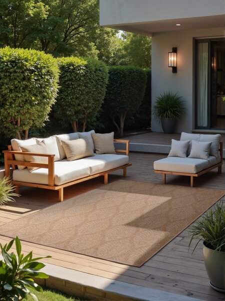 NORTHRUGS , Kusový koberec Duet Liora 106247 Beige/White - na von aj na doma, 120x170, béžová, chodba / predsieň
