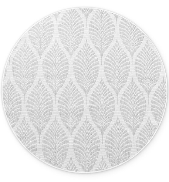 NORTHRUGS , Kusový koberec Duet Liora 106246 White/Gray kruh - na von aj na doma, 160x160 (priemer) kruh, šedá, chodba / predsieň