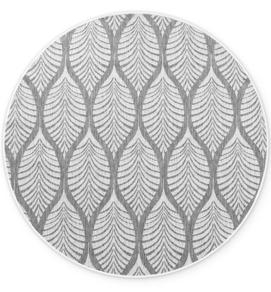 NORTHRUGS , Kusový koberec Duet Liora 106246 White/Gray kruh - na von aj na doma, 160x160 (priemer) kruh, šedá, chodba / predsieň