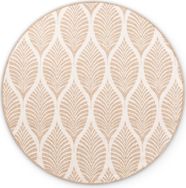 NORTHRUGS , Kusový koberec Duet Liora 106247 Beige/White kruh - na von aj na doma, 160x160 (priemer) kruh, béžová, chodba / predsieň