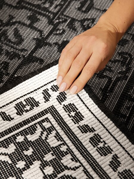 NORTHRUGS , Kusový koberec Duet Kona 106248 Black/White - na von aj na doma, 120x170, čiernobiela, chodba / predsieň
