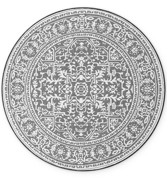 NORTHRUGS , Kusový koberec Duet Kona 106248 Black/White kruh - na von aj na doma, 160x160 (priemer) kruh, čiernobiela, chodba / predsieň