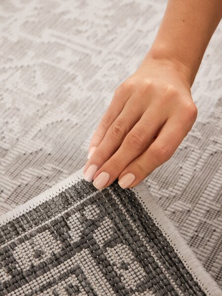 NORTHRUGS , Kusový koberec Duet Kona 106249 White/Gray - na von aj na doma, 120x170, šedá, chodba / predsieň