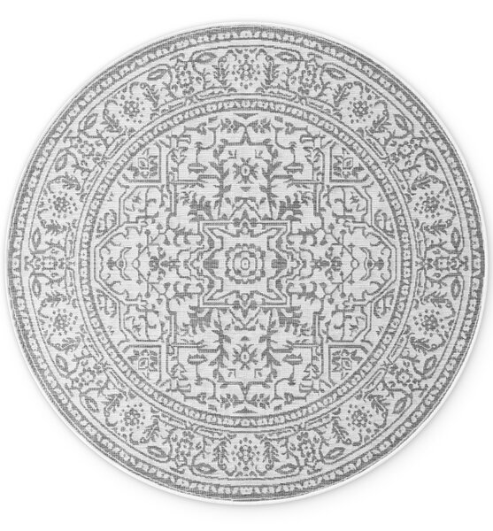 NORTHRUGS , Kusový koberec Duet Kona 106249 White/Gray kruh - na von aj na doma, 160x160 (priemer) kruh, šedá, chodba / predsieň