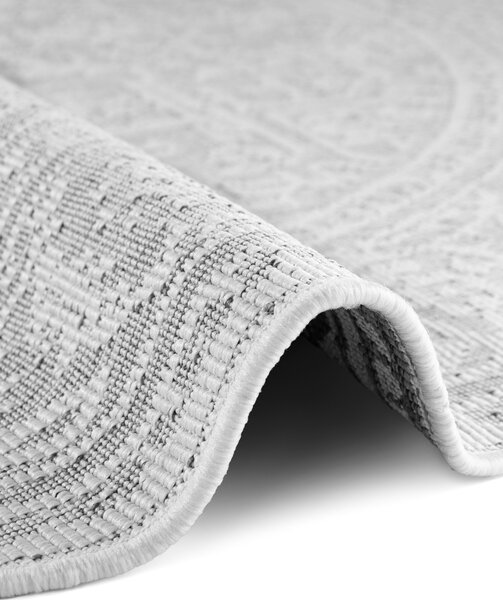 NORTHRUGS , Kusový koberec Duet Kona 106249 White/Gray kruh - na von aj na doma, 160x160 (priemer) kruh, šedá, chodba / predsieň