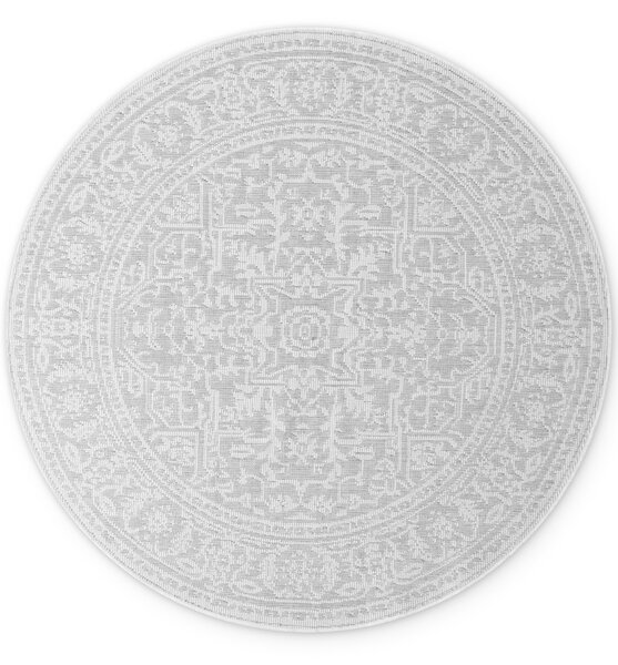 NORTHRUGS , Kusový koberec Duet Kona 106249 White/Gray kruh - na von aj na doma, 160x160 (priemer) kruh, šedá, chodba / predsieň