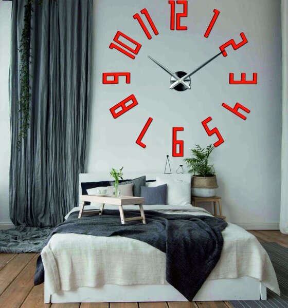 Stylesa -Luxusné nástenné hodiny Veľké čísla KUCHNA 3D X0054 i čierne: Čierna Ral 9005 Farba čierna RAL 9005 3019-11943 X0054- MODEL 12P