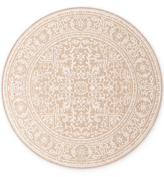 NORTHRUGS , Kusový koberec Duet Kona 106250 Beige/White kruh - na von aj na doma, 160x160 (priemer) kruh, béžová, chodba / predsieň