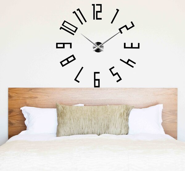 Stylesa -Luxusné nástenné hodiny Veľké čísla KUCHNA 3D X0054 i čierne: Čierna Ral 9005 Farba čierna RAL 9005 3019-11943 X0054- MODEL 12P