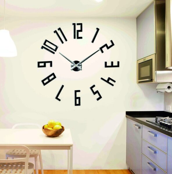 Stylesa -Luxusné nástenné hodiny Veľké čísla KUCHNA 3D X0054 i čierne: Čierna Ral 9005 Farba čierna RAL 9005 3019-11943 X0054- MODEL 12P
