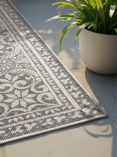 NORTHRUGS , Kusový koberec Duet 106251 Rosel White/Gray - na von aj na doma, 120x170, šedá, chodba / predsieň