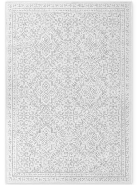 NORTHRUGS , Kusový koberec Duet 106251 Rosel White/Gray - na von aj na doma, 120x170, šedá, chodba / predsieň