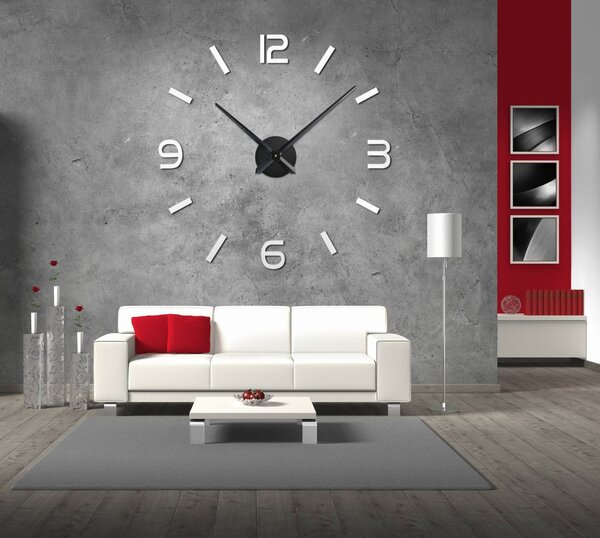 Nalepovacie hodiny na stenu | SONOMA: Zrkadlo SILVER Farba čierna RAL 9005 80 cm 3027-109210 12S049
