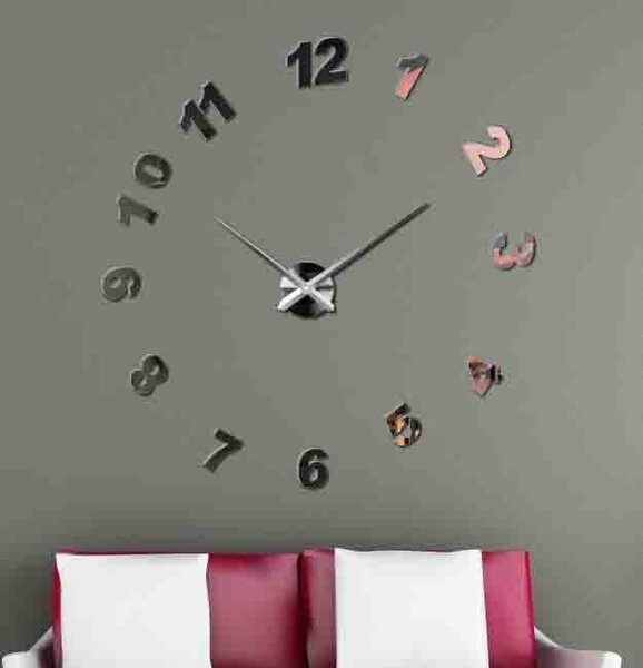 Moderné hodiny na szenu nalepovacie - TRINITY: Čierna Ral 9005 Farba čierna RAL 9005 3037-12921 12S047-Modern wall HEU-