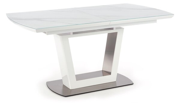 Halmar BLANCO rozkladací stôl doska - biely mramor / biela, nohy - biele