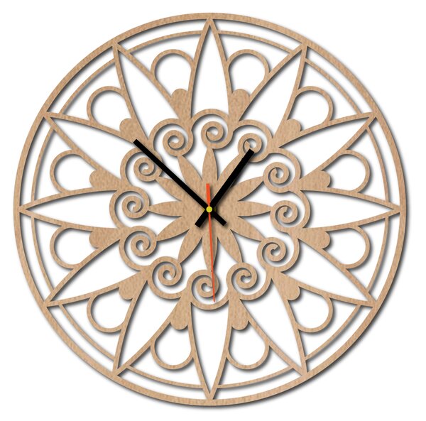 Nástenné hodiny mandala - JANA: Preglejka Topoľ Čierne ručičky 30 cm 3049-13133 X0059-Wall clock HEU-