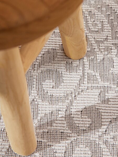 NORTHRUGS , Kusový koberec Duet Rosel 106251 White/Gray kruh - na von aj na doma, 160x160 (priemer) kruh, šedá, chodba / predsieň