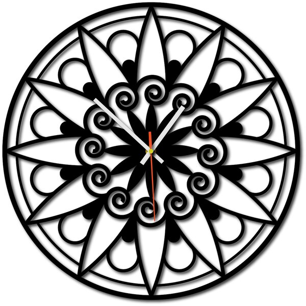 Nástenné hodiny mandala - JANA: Preglejka Topoľ Čierne ručičky 30 cm 3049-13133 X0059-Wall clock HEU-