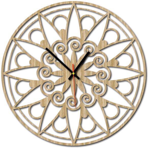Nástenné hodiny mandala - JANA: Preglejka Topoľ Čierne ručičky 30 cm 3049-13133 X0059-Wall clock HEU-