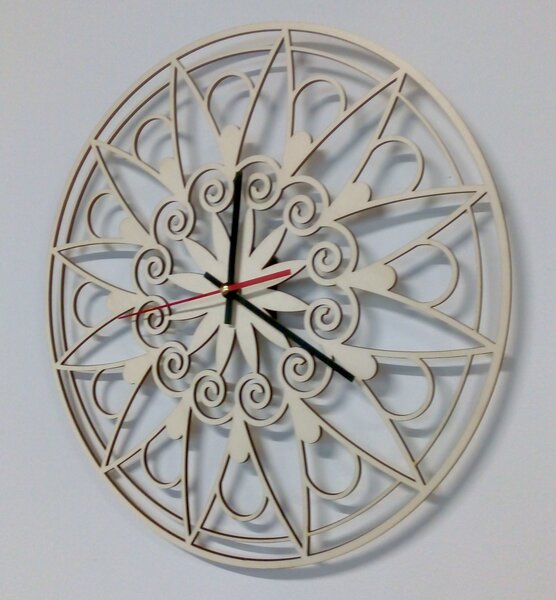 Nástenné hodiny mandala - JANA: Preglejka Topoľ Čierne ručičky 30 cm 3049-13133 X0059-Wall clock HEU-