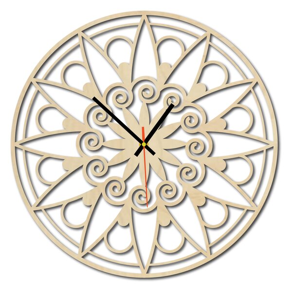 Nástenné hodiny mandala - JANA: Preglejka Topoľ Čierne ručičky 30 cm 3049-13133 X0059-Wall clock HEU-