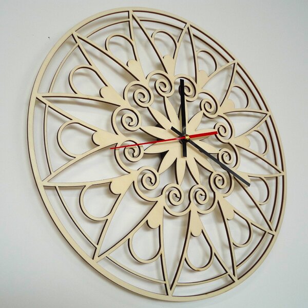 Nástenné hodiny mandala - JANA: Preglejka Topoľ Čierne ručičky 30 cm 3049-13133 X0059-Wall clock HEU-